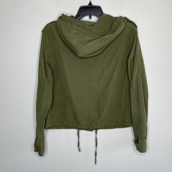 BRANDY MELVILLE Womens Olive Green Hooded Full-Zip Jacket One Size OS - Picture 6 of 9
